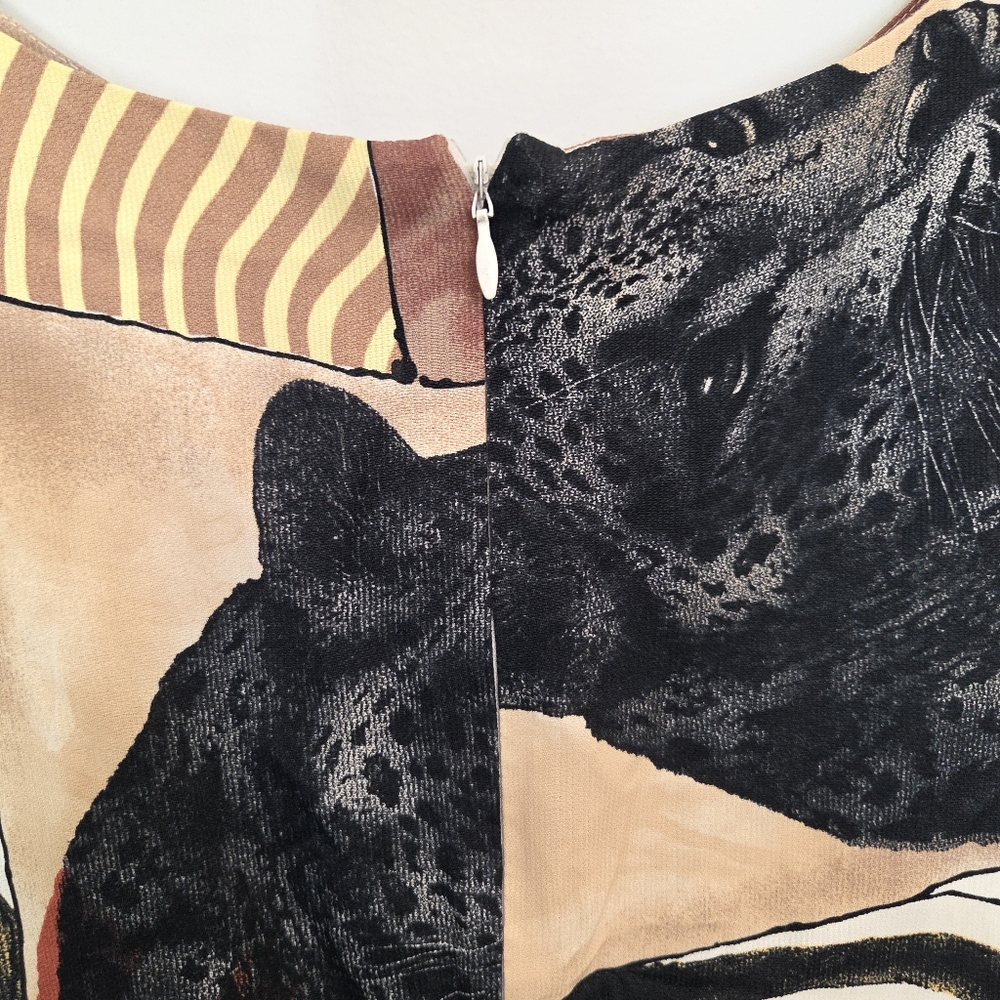 Vintage 90s Mini Dress With Abstract Print And Jaguars Size 12 - Picture 7 of 9
